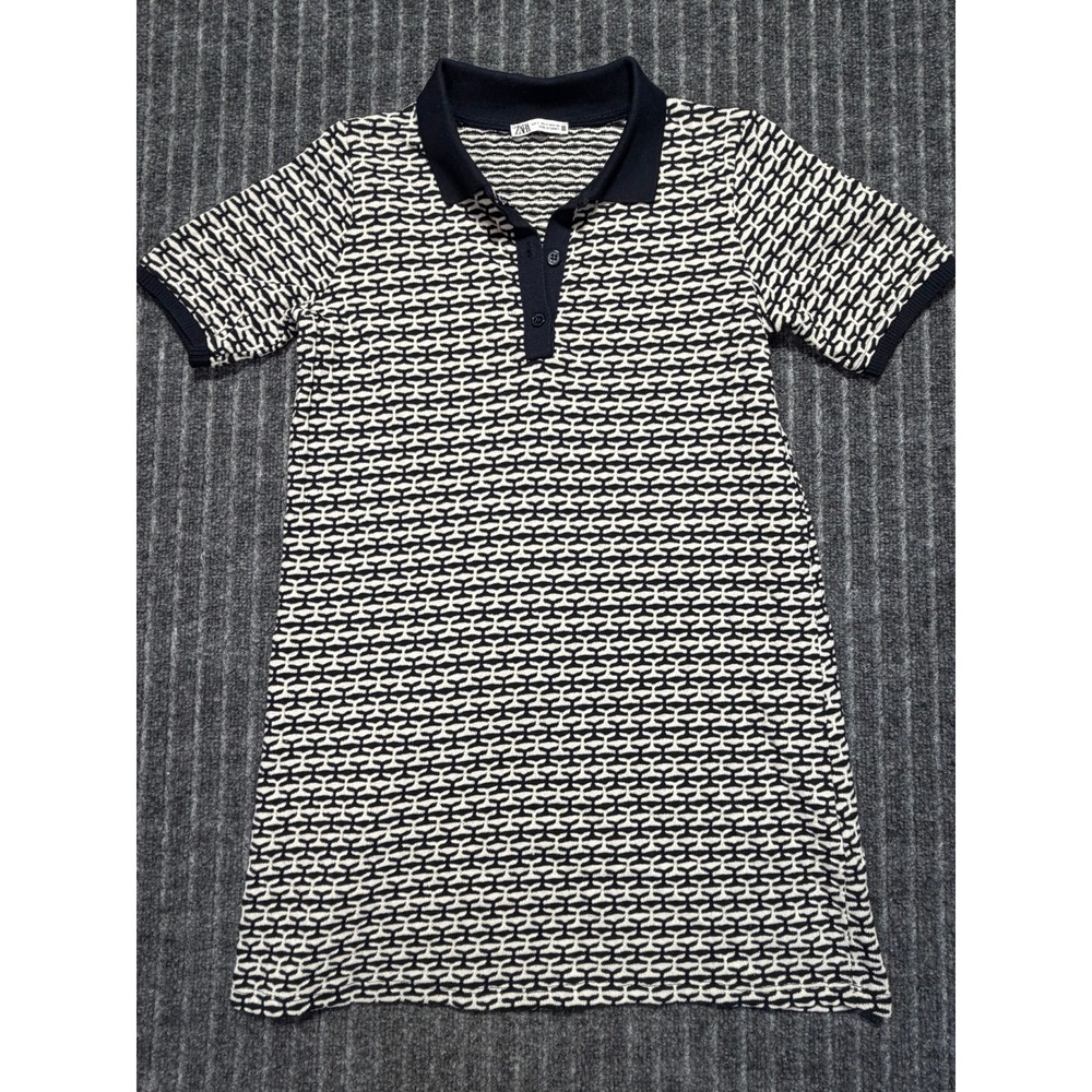 Zara Navy/White Knit Collar Mini Dress Small Preppy‎ Casual Brunch Travel